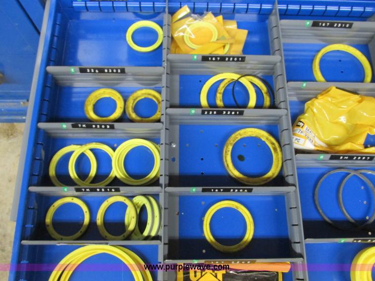 image for item V9962 Equipto parts bin and assorted Caterpillar parts