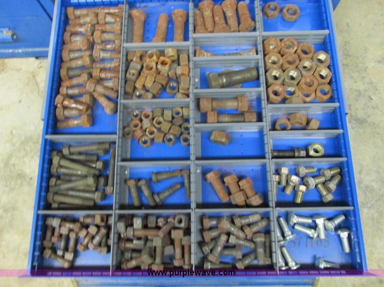 image for item V9962 Equipto parts bin and assorted Caterpillar parts