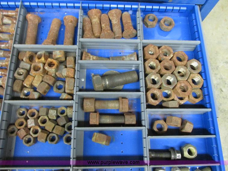 image for item V9962 Equipto parts bin and assorted Caterpillar parts