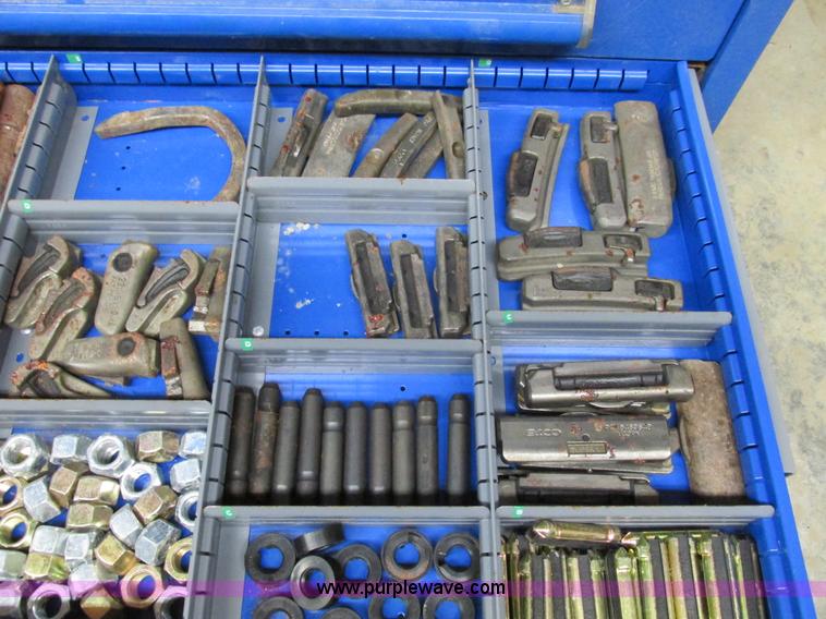 image for item V9962 Equipto parts bin and assorted Caterpillar parts
