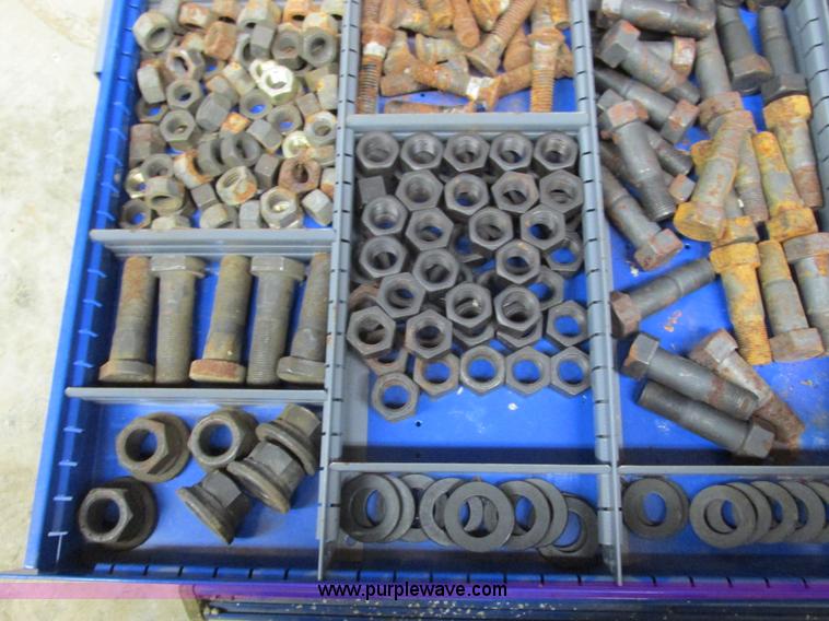 image for item V9962 Equipto parts bin and assorted Caterpillar parts