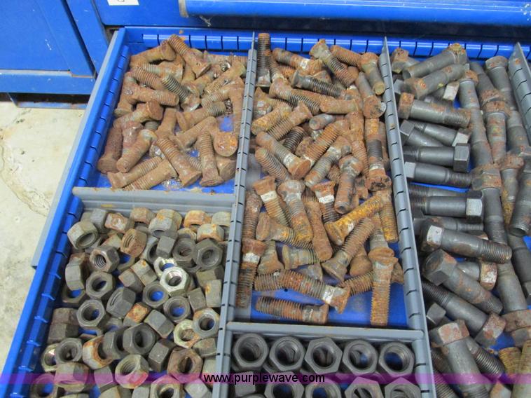 image for item V9962 Equipto parts bin and assorted Caterpillar parts