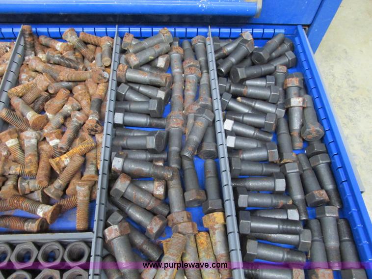 image for item V9962 Equipto parts bin and assorted Caterpillar parts