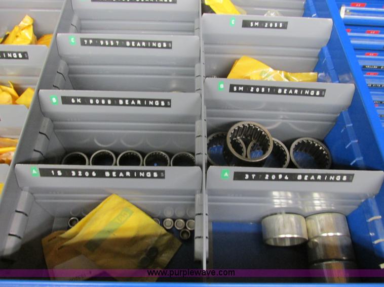 image for item V9963 Equipto parts bin and assorted Caterpillar parts