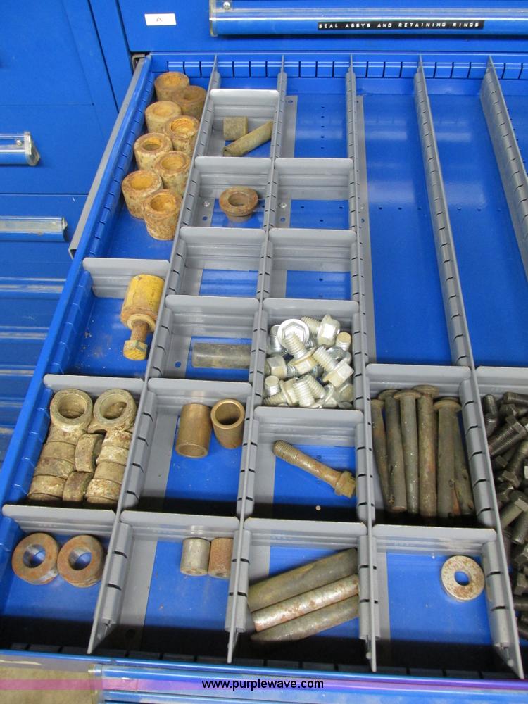 image for item V9964 Equipto parts bin and assorted Caterpillar parts