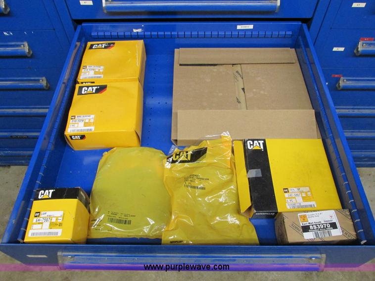 image for item V9964 Equipto parts bin and assorted Caterpillar parts