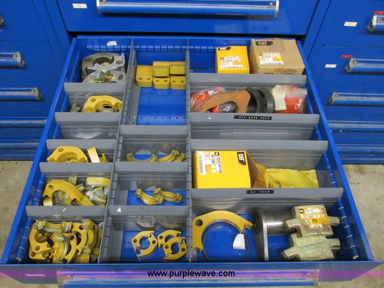 image for item V9964 Equipto parts bin and assorted Caterpillar parts
