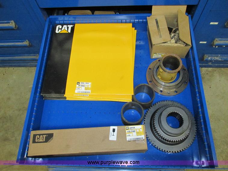 image for item V9964 Equipto parts bin and assorted Caterpillar parts