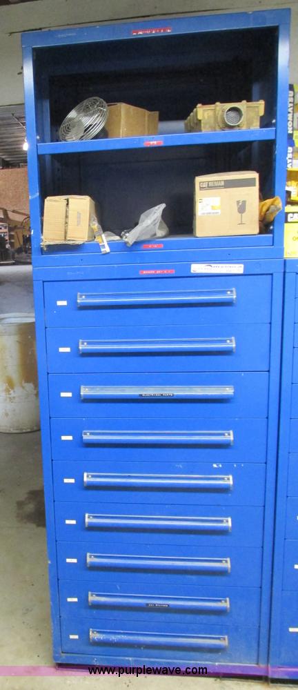 image for item V9965 Equipto parts bin and assorted Caterpillar parts