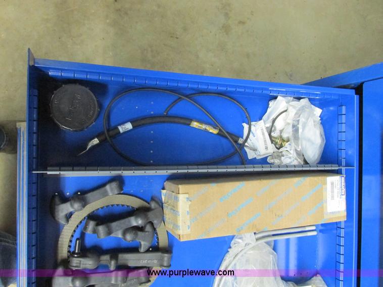 image for item V9965 Equipto parts bin and assorted Caterpillar parts