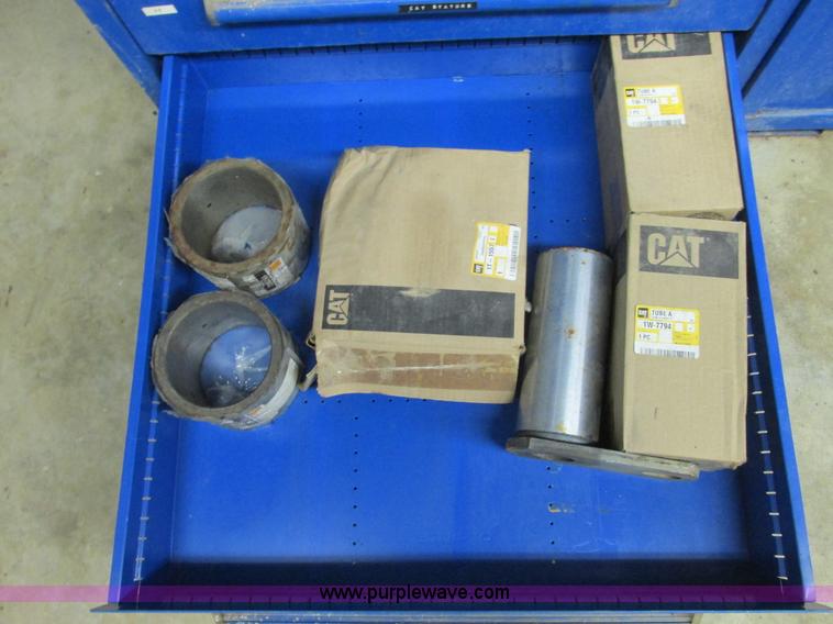 image for item V9965 Equipto parts bin and assorted Caterpillar parts