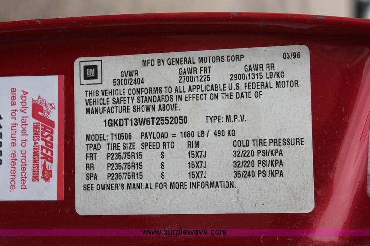 image for item E3403 1996 GMC Jimmy SL SUV