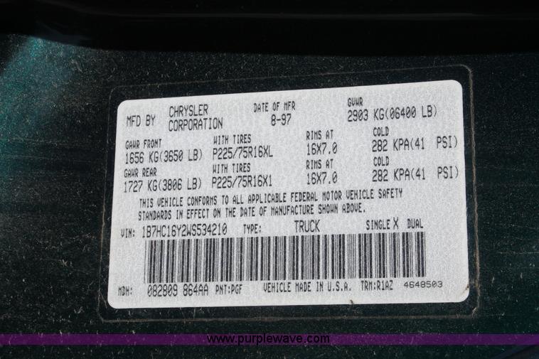 image for item H3618 1998 Dodge Ram 1500 Sport pickup truck