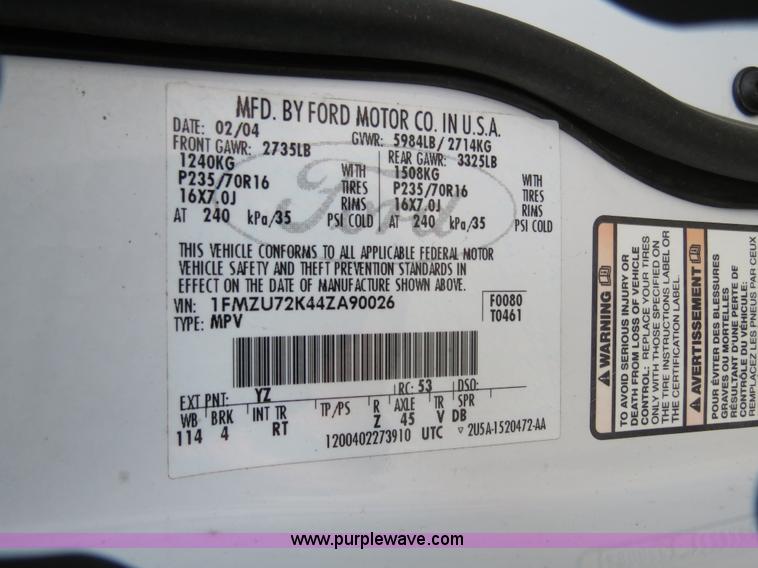 image for item B4616 2004 Ford Explorer XLS SUV