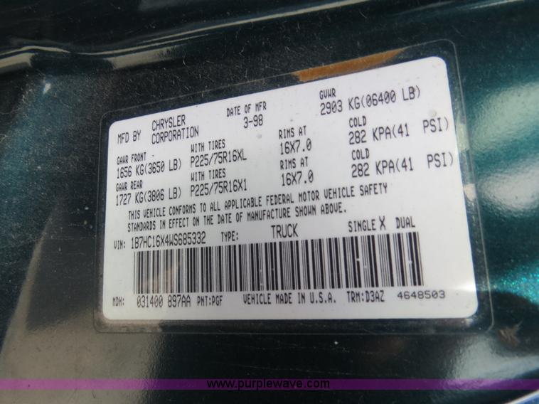 image for item B4619 1998 Dodge Ram 1500 pickup truck