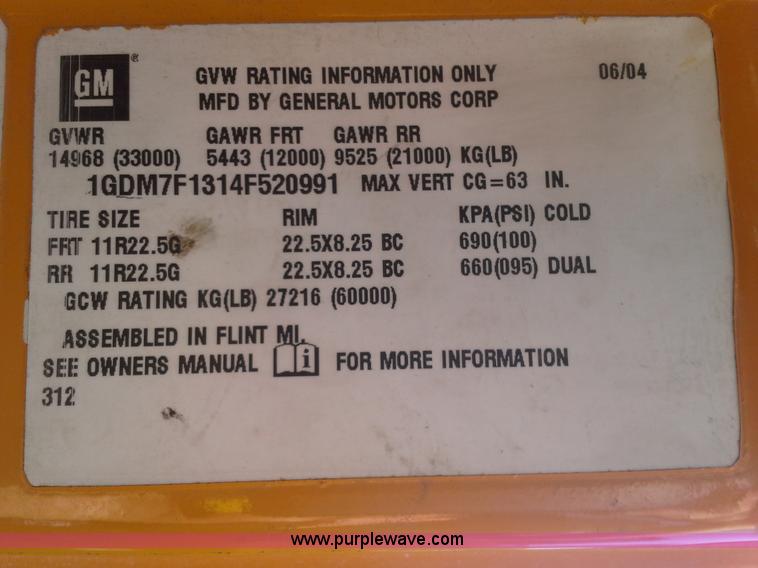 image for item E7170 2004 GMC T7500 Centurion street sweeper