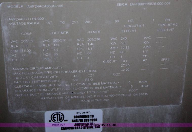 image for item AK9403 Marvair Compac I air conditioner and heater