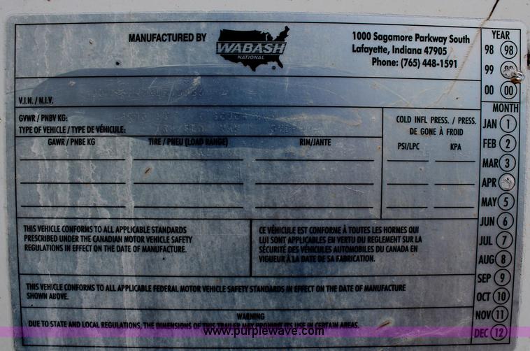 image for item G5368 1999 Wabash drop van trailer