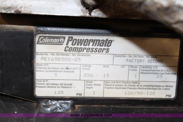 image for item AJ9625 Coleman Powermate 25 gallon air compressor