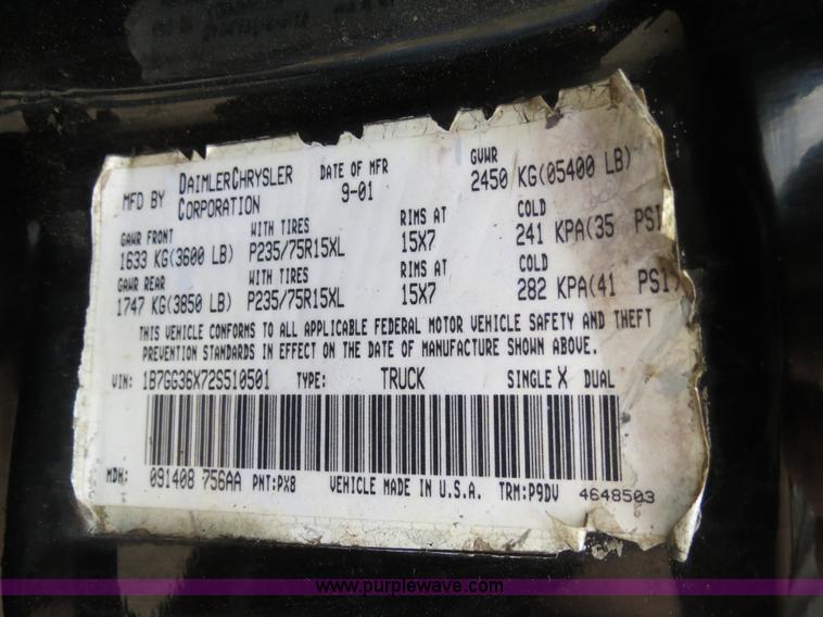 image for item B4708 2002 Dodge Dakota pickup truck