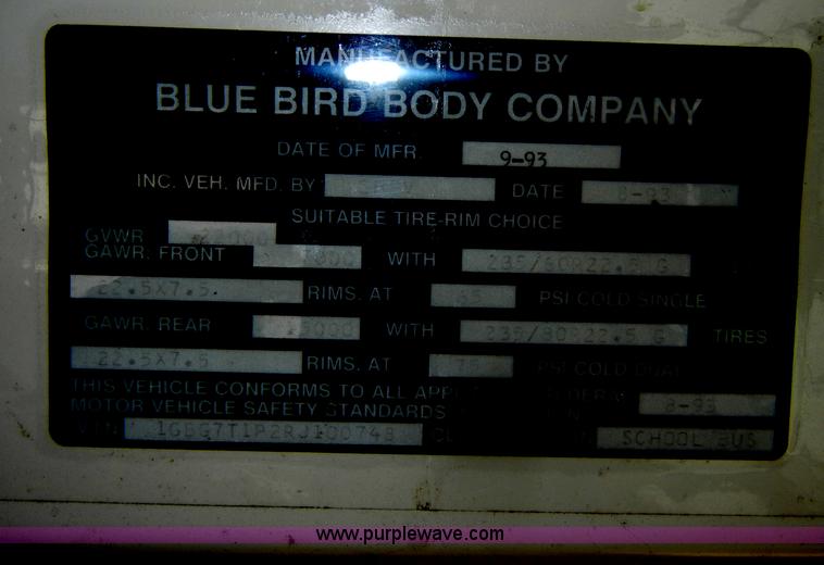 image for item D4373 1994 Chevrolet BlueBird school bus