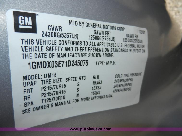 image for item D8006 2001 Pontiac Montana