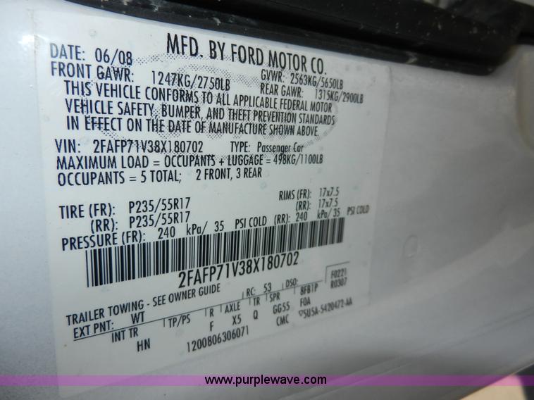 image for item D8008 2008 Ford Crown Victoria Police Interceptor