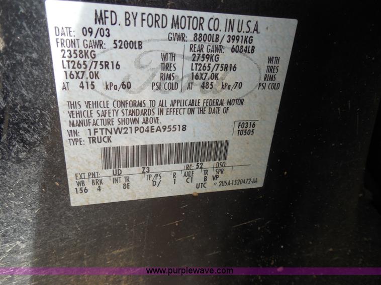 image for item F8793 2004 Ford F250 Super Duty Lariat Crew Cab pickup truck