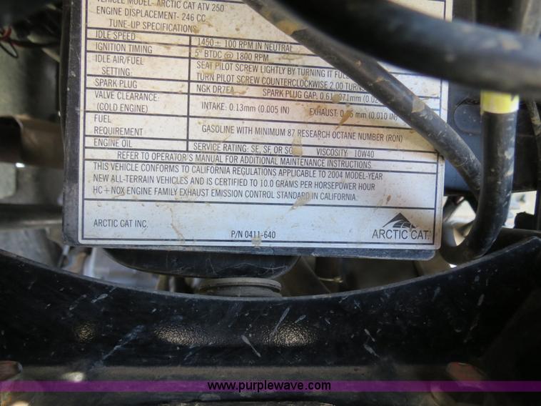 image for item S9568 2004 Artic Cat 250 ATV