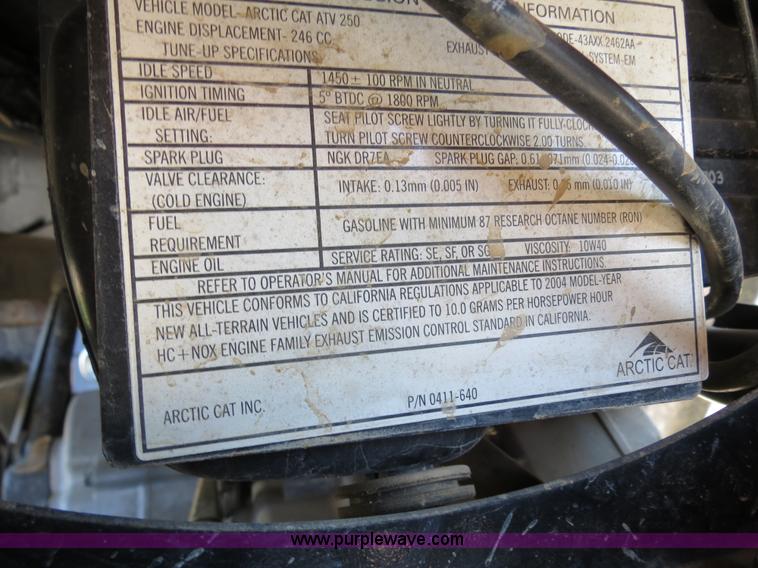 image for item S9568 2004 Artic Cat 250 ATV