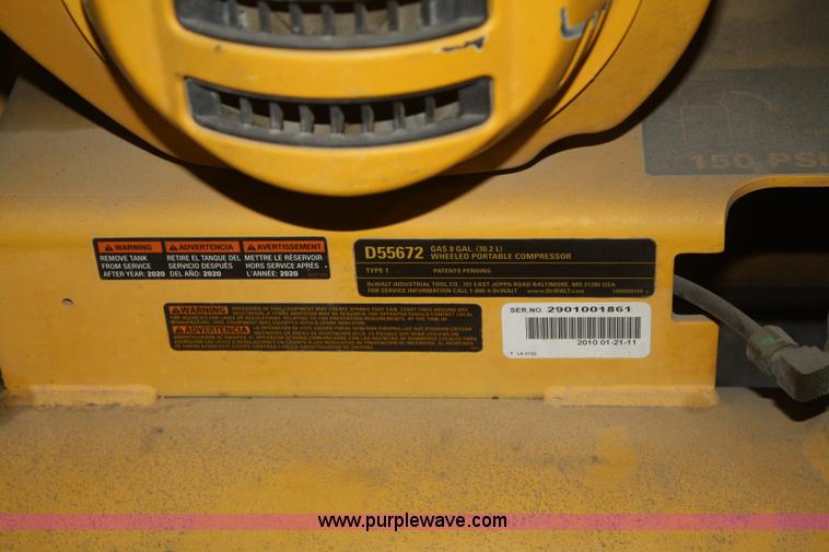 image for item V9665 DeWalt eight gallon portable air compressor