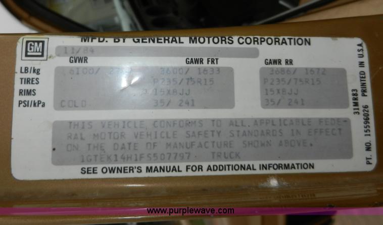 image for item X9594 1985 GMC 1500 High Sierra pickup truck