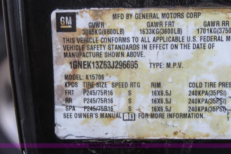 image for item AA9064 2003 Chevrolet Tahoe SUV