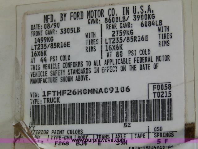 image for item C1032 1991 Ford F250 pickup truck