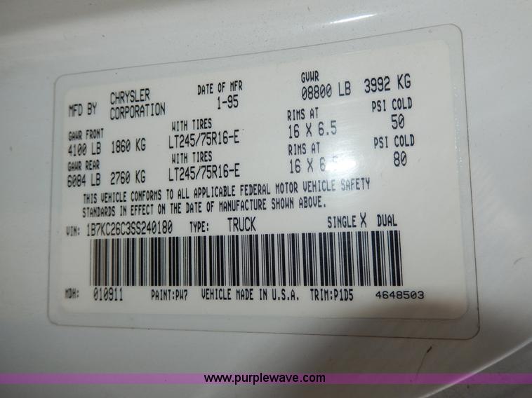 image for item D8048 1995 Dodge Ram 2500 HD Laramie SLT pickup truck