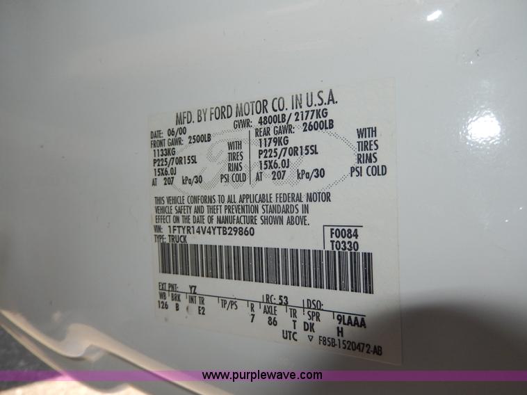 image for item D8052 2000 Ford Ranger pickup truck