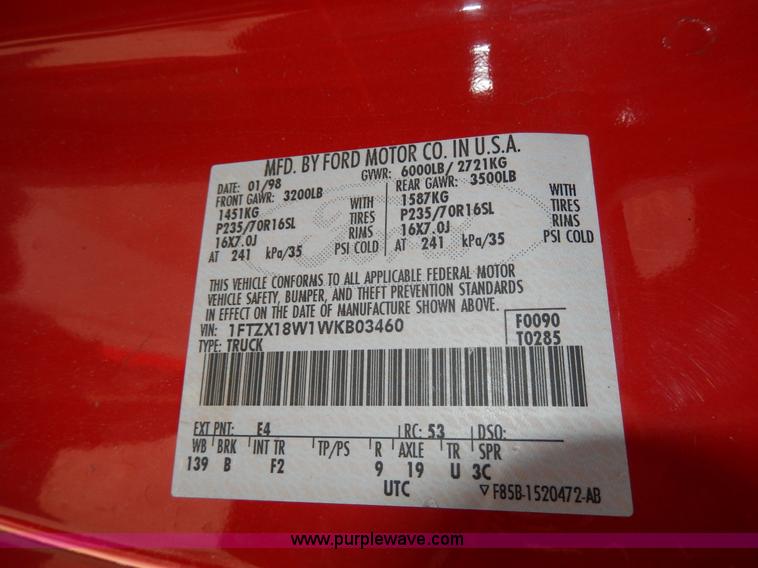 image for item D8053 1998 Ford F150 XLT SuperCab pickup truck