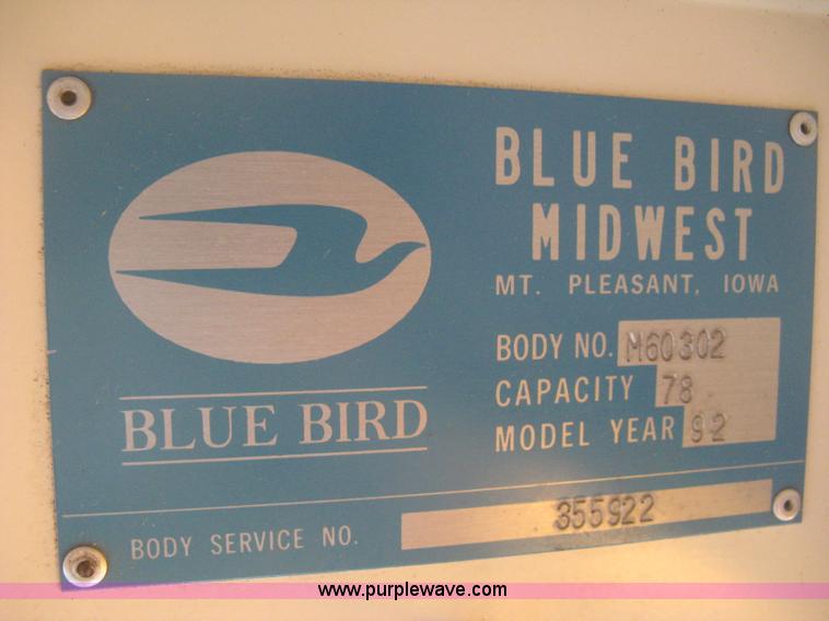 image for item E3383 1992 Blue Bird TC2000 school bus