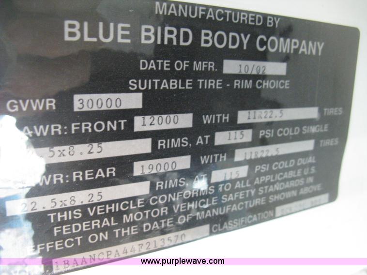 image for item E3384 2004 Blue Bird school bus