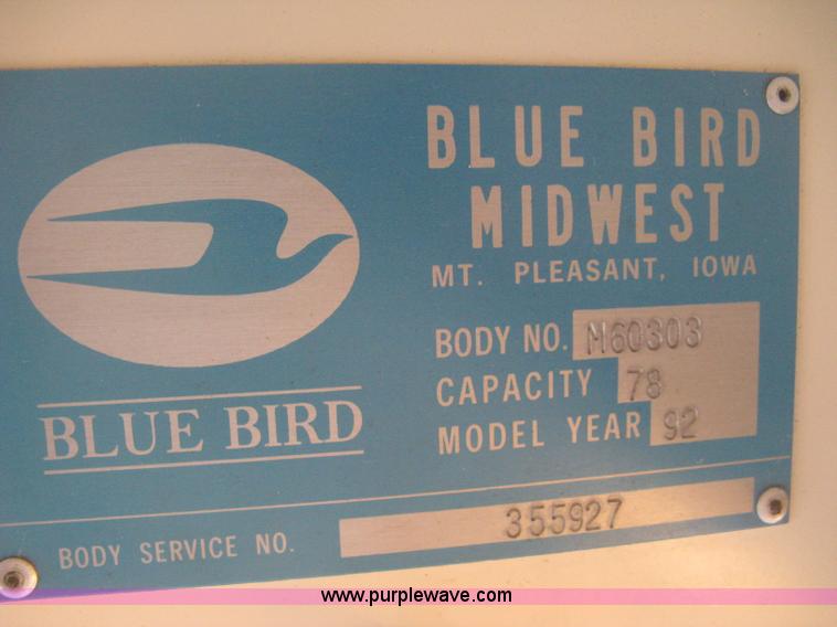 image for item E3385 1992 Blue Bird TC2000 school bus