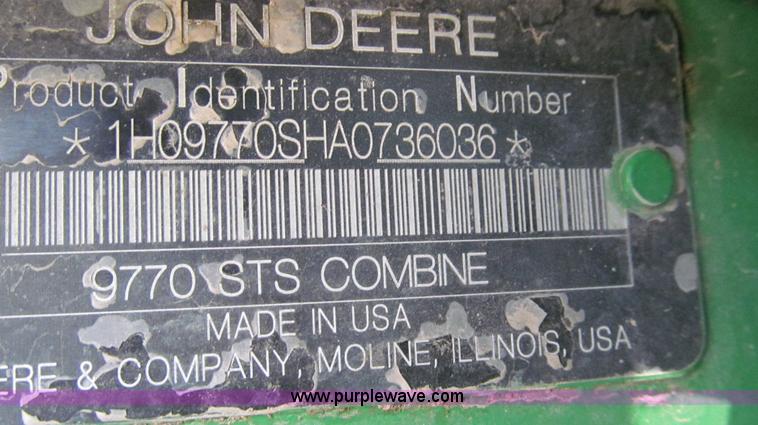 image for item G5690 2010 John Deere 9770 STS RWA combine