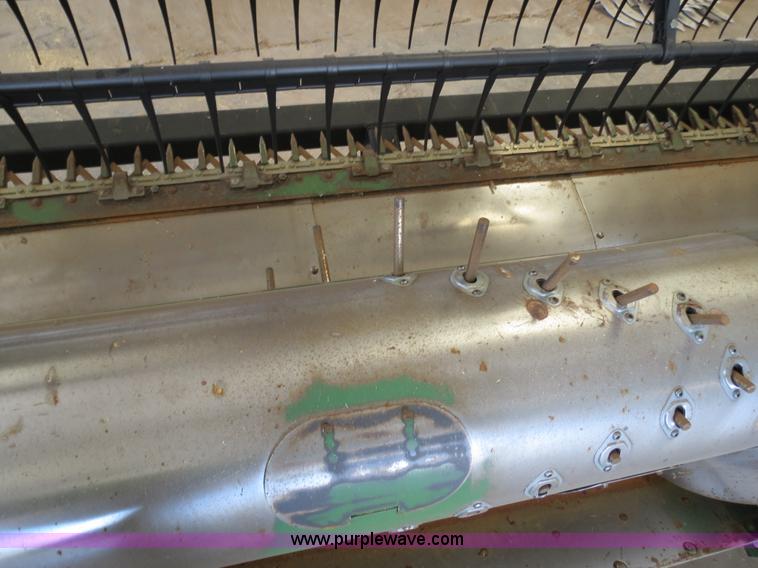 image for item B4730 1998 John Deere 925 25' flex platform header with 2011 Golden Belt header trailer