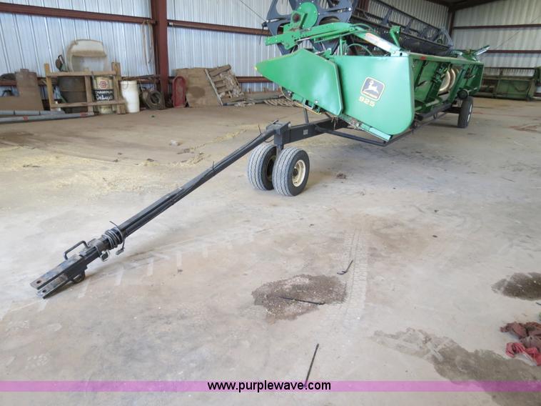 image for item B4730 1998 John Deere 925 25' flex platform header with 2011 Golden Belt header trailer