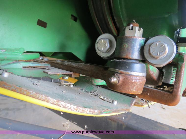 image for item B4730 1998 John Deere 925 25' flex platform header with 2011 Golden Belt header trailer