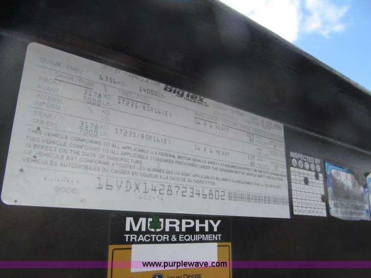 image for item B5467 2007 Big Tex 14LX gooseneck tandem axle dump trailer