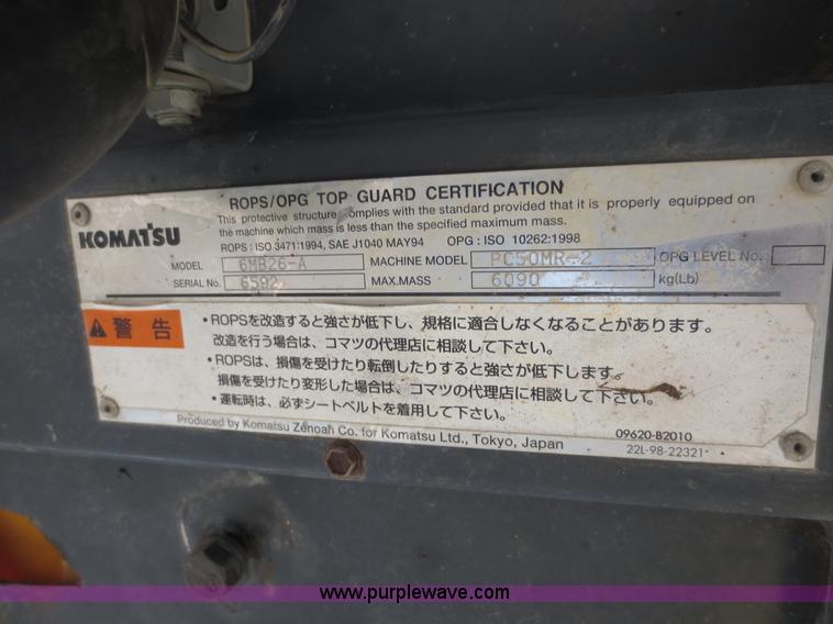 image for item D5805 2004 Komatsu PC50MR-2 mini excavator