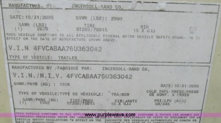 image for item E3892 2006 Ingersoll Rand 185 air compressor