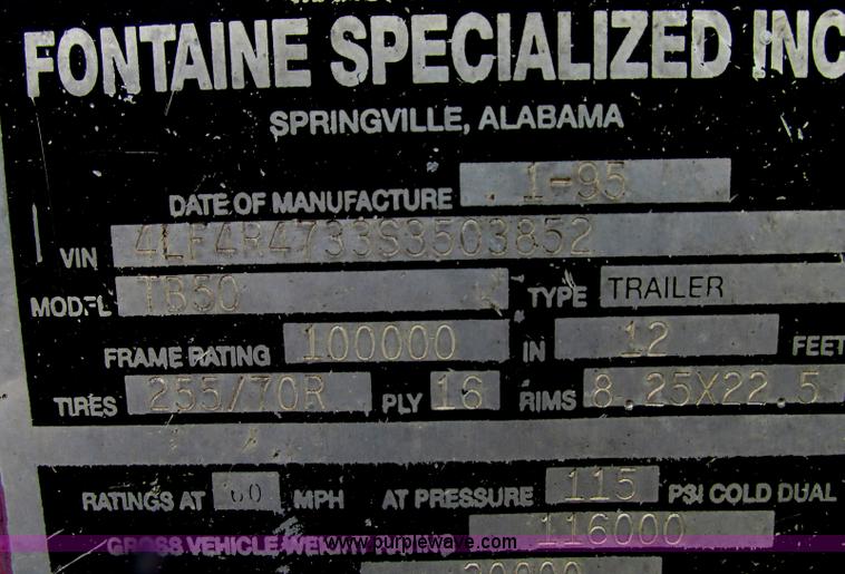 image for item F4779 1995 Fontaine TB50 50 ton detach triple axle lowboy trailer