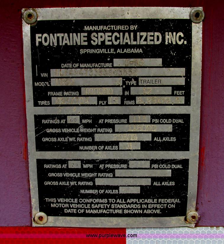 image for item F4779 1995 Fontaine TB50 50 ton detach triple axle lowboy trailer