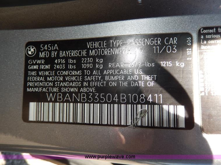 image for item D8056 2004 BMW 545i 4.4L V8 DOHC 32V gas engine